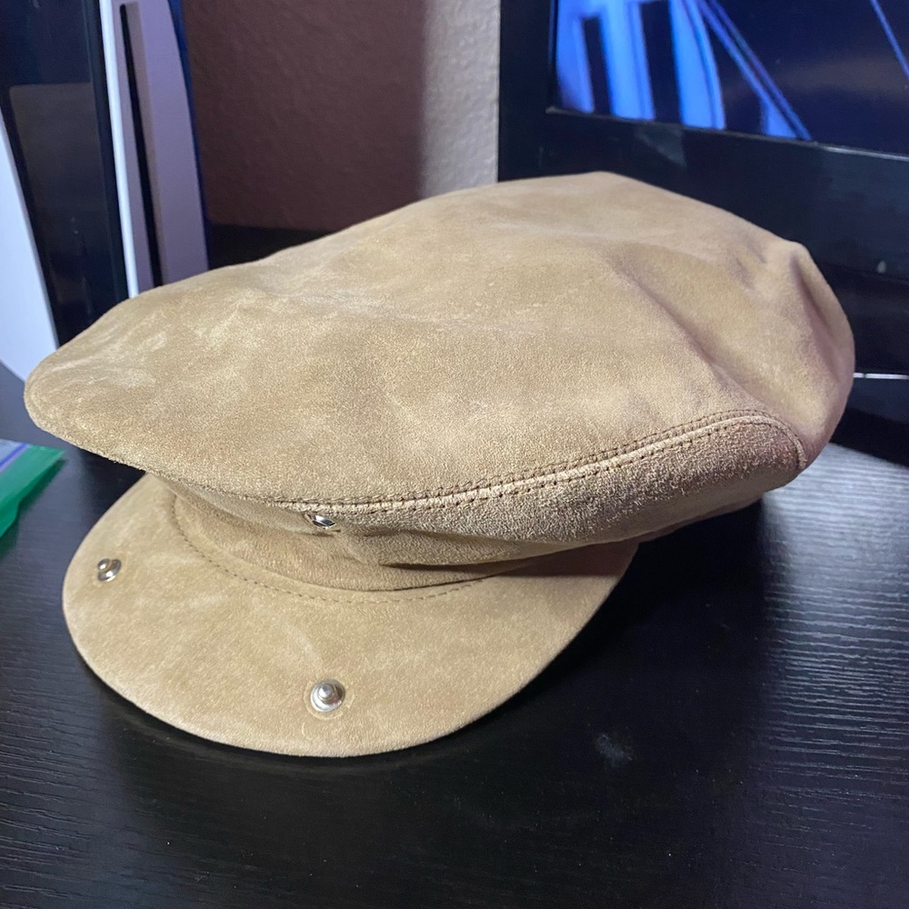 Vintage LL BEAN  Leather Newsboy/Cabbie Hat Cap Hand Tailored USA Size XL